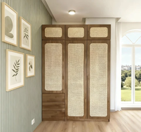 Tủ gỗ 3 cánh mây tg300