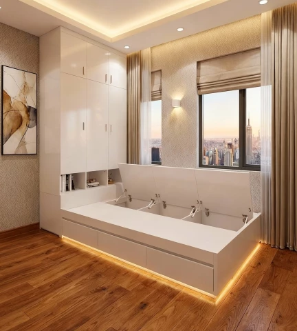 Tủ gỗ liền giường tlg03