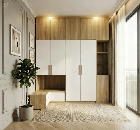 Tủ gỗ cao cấp 4 cánh tg435