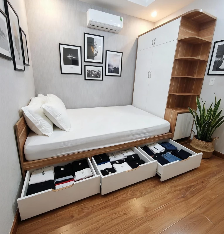 Tủ gỗ liền giường tlg02