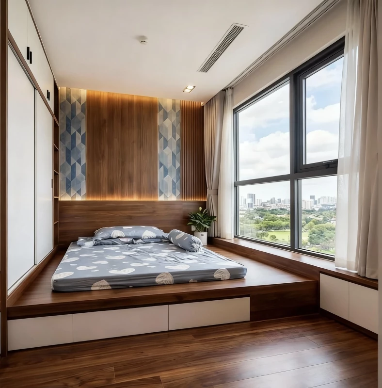 Tủ gỗ liền giường tlg14