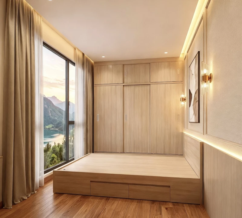 Tủ gỗ liền giường tlg17