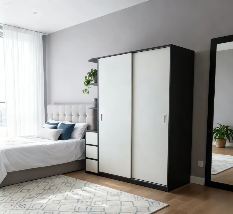 Tủ gỗ cao cấp 2 cánh lùa tg258