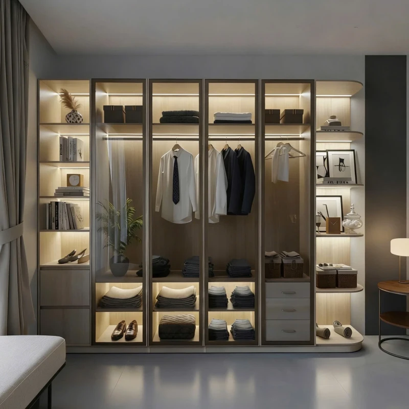 Tủ gỗ cao cấp cánh kính tgck03